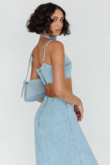 The Moment Cami Strap Crop Top Denim